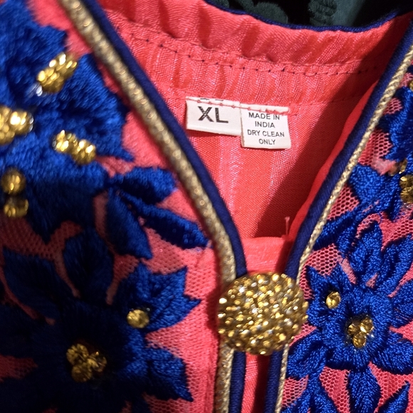 Vintage Made in India Embellished Floral/Sheer Maxi Dress- Size XL - Picture 4 of 6